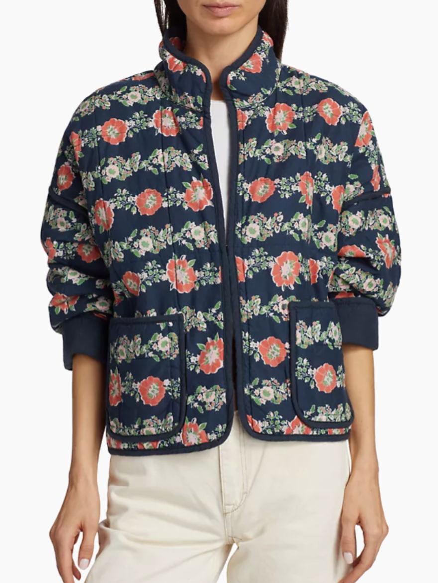 Steal the Deal: UGG Australia fall fashion. Features a floral jacket and brown suede boots. Free People Chloe Floral Print jacket