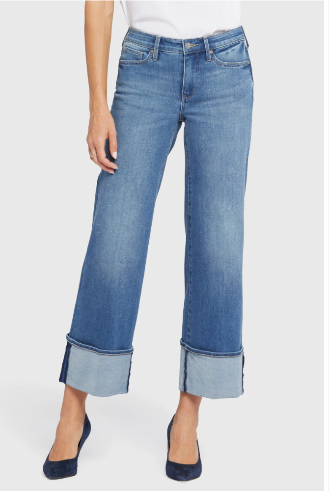 weekly best sellers, nydj, Teresa Cuffed Wide Leg Jeans