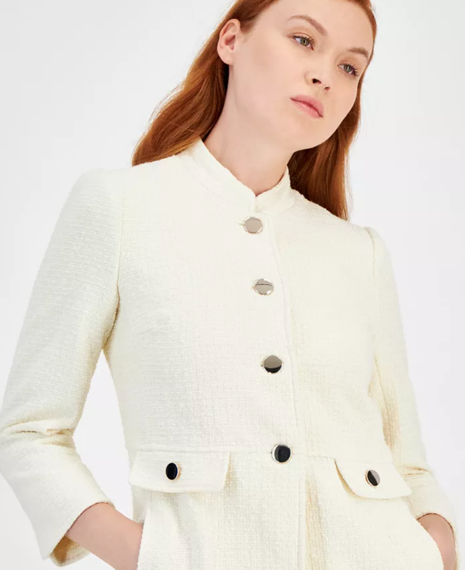 Anne Klein Tweed Audrey Hepburn Topper Cream, cream tweed coat, weekly styled look